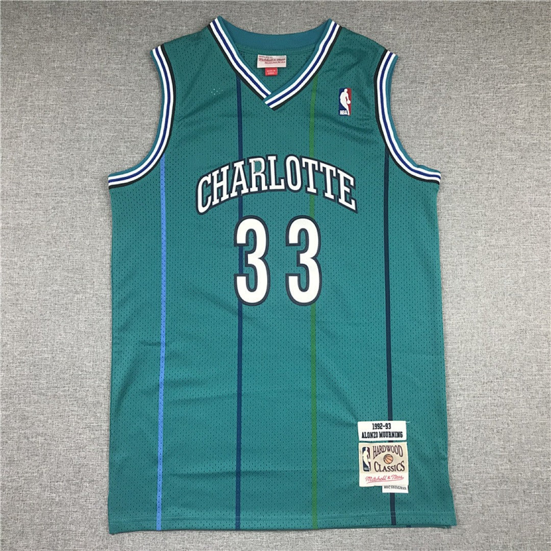 Alonzo Mourning #33 Charlotte Hornets NBA Retro Embroidered Jersey – Sizes S-XXXL
